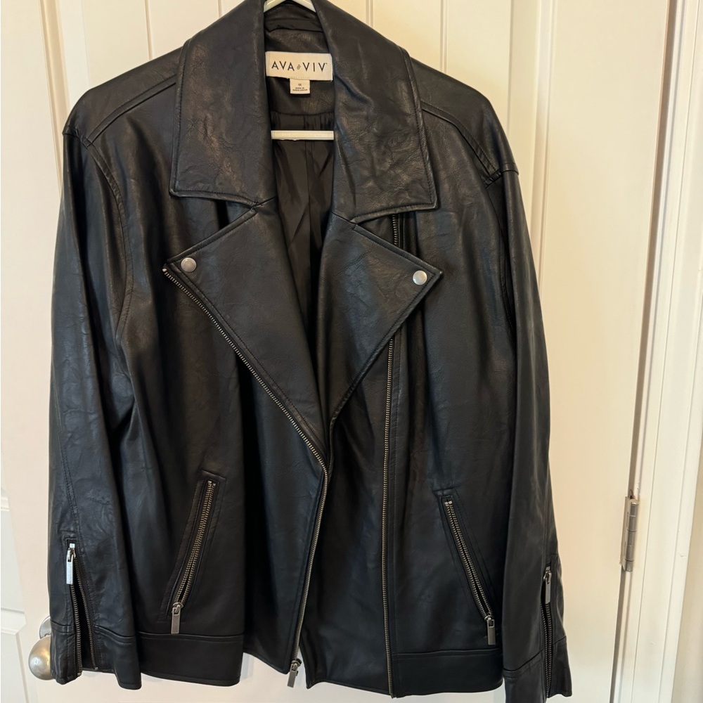 Plus size leather jacket